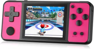 32 Bit Handheld Games for Kids Built-in 139 Video Games, 3.0" IPS Screen Rechargeable Travel Toys for Ages 4-13, Mini Electronic Gaming Player Xmas Birthday Gifts for Boys Girls (Rose Red)