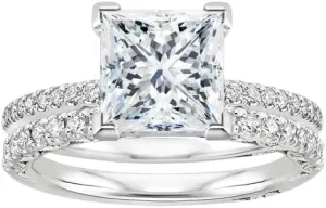 3.5 CT Princess Cut Colorless Moissanite Engagement Ring Set, Tacori Wedding/Bridal Sets, 925 Sterling Silver, Anniversary Ring Pave Set, Holiday Gift for Women, 10K/14K/18K/22K Gold