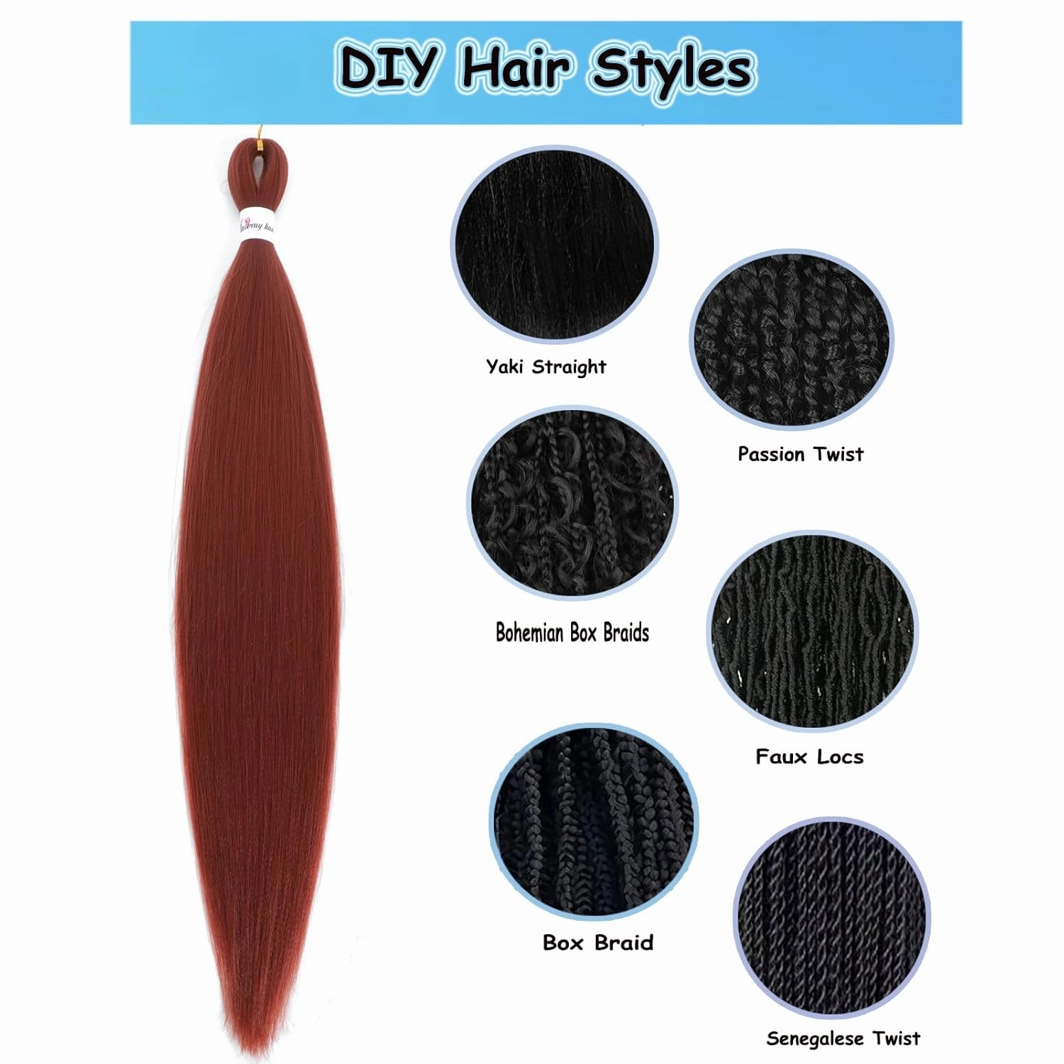 350 Ginger Braiding Hair Pre stretched 26inch 8 Packs Yaki Copper Pre streetched Braiding Hair Hot Water Setting Reddish Synthetic Hair Extension for Braids (Ginger 350#, 26inch)