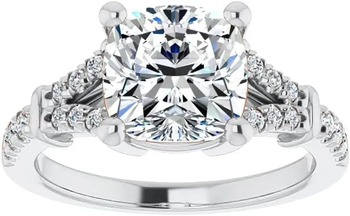 3.5Carat -9.0mm Cushion Moissanite Cathedral Engagement Ring With Natural diamond In14k Gold For Women,D-VVS1