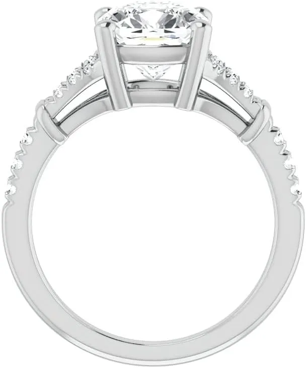 3.5Carat -9.0mm Cushion Moissanite Cathedral Engagement Ring With Natural diamond In14k Gold For Women,D-VVS1