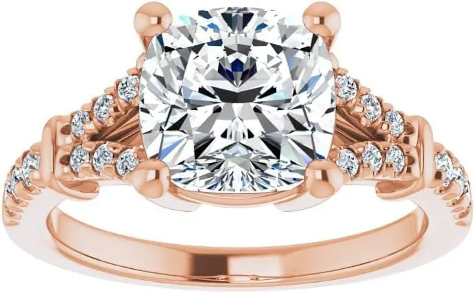 3.5Carat -9.0mm Cushion Moissanite Cathedral Engagement Ring With Natural diamond In14k Gold For Women,D-VVS1