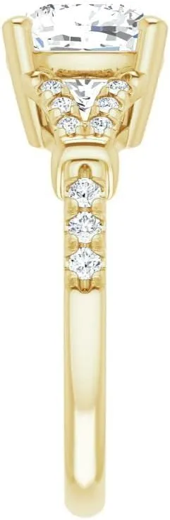 3.5Carat -9.0mm Cushion Moissanite Cathedral Engagement Ring With Natural diamond In14k Gold For Women,D-VVS1