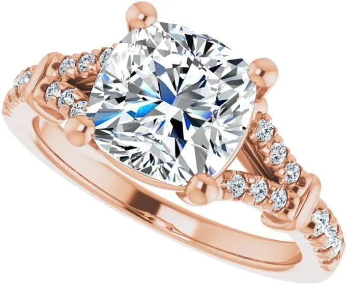 3.5Carat -9.0mm Cushion Moissanite Cathedral Engagement Ring With Natural diamond In14k Gold For Women,D-VVS1