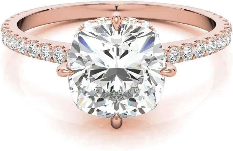 3.5Carat - 9.0mm NESW-Oriented Cushion Moissanite Engagement Ring With Natural diamond In14k Gold For Women,D-VVS1