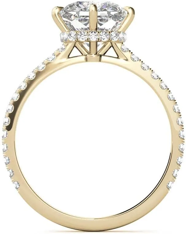 3.5Carat - 9.0mm NESW-Oriented Cushion Moissanite Engagement Ring With Natural diamond In14k Gold For Women,D-VVS1
