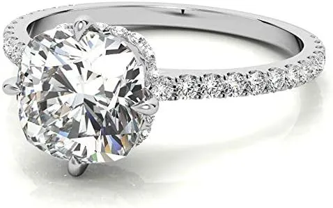 3.5Carat - 9.0mm NESW-Oriented Cushion Moissanite Engagement Ring With Natural diamond In14k Gold For Women,D-VVS1