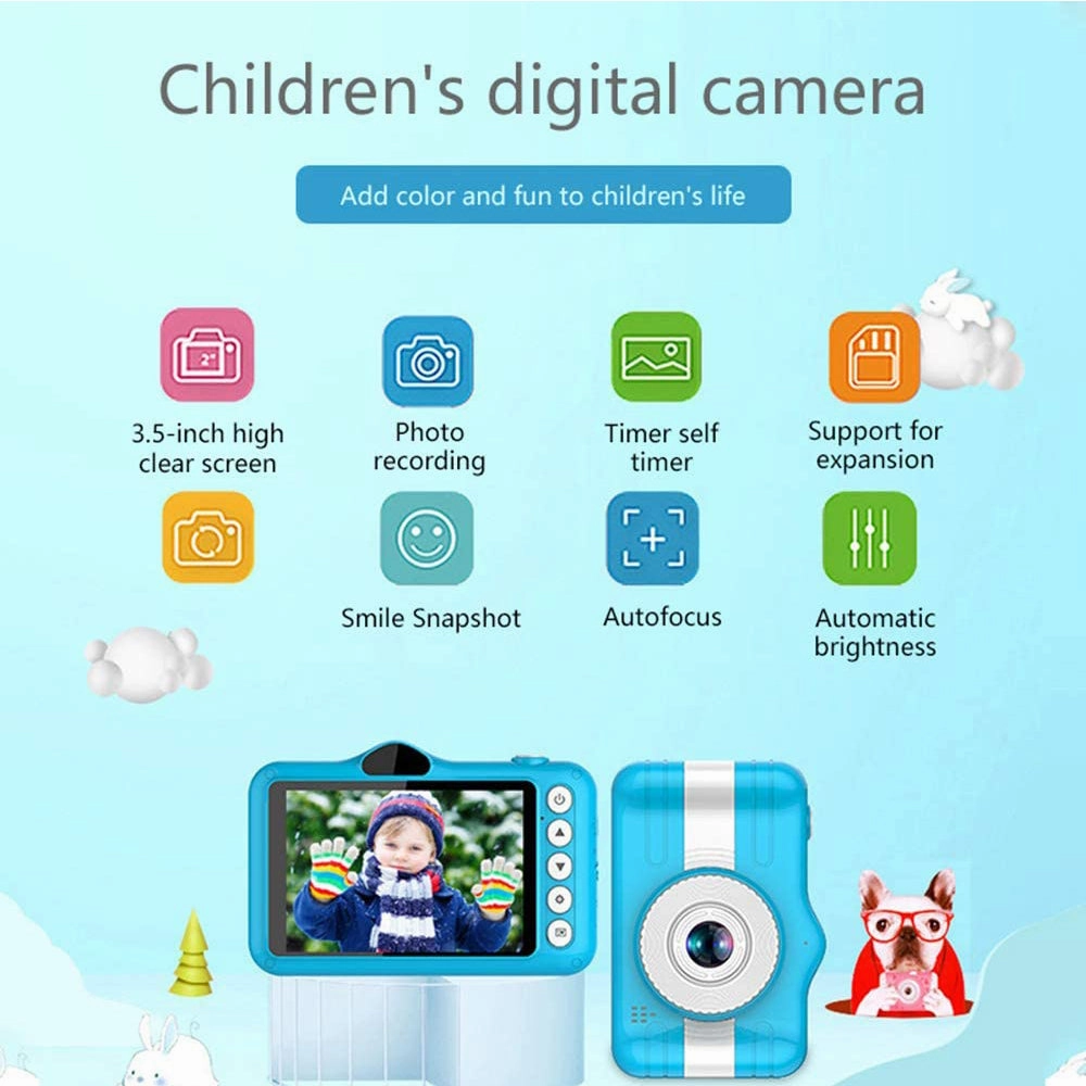 3.5 Inch Mini Cute Digital Camera for Kids 12MP Photo Video Camera- USB Charging