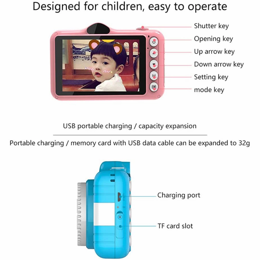 3.5 Inch Mini Cute Digital Camera for Kids 12MP Photo Video Camera- USB Charging