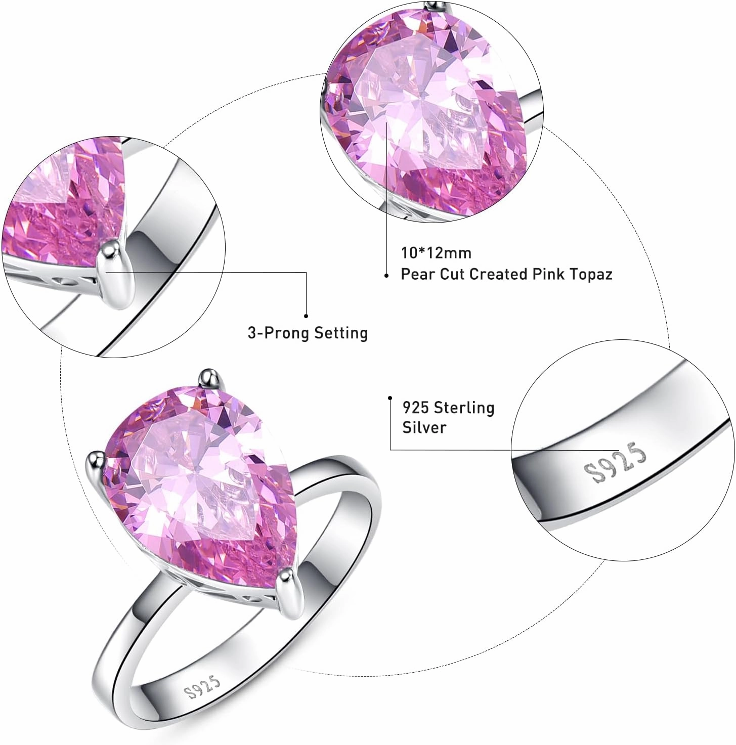 3.6ct Women's Created Sapphire|Aquamarine|Rainbow Topaz Ring 925 Sterling Silver Women Engagement Rings Bezel Setting Marquise Fashion Statement Ring Best Gift for Mother and Grandma Size 5-9