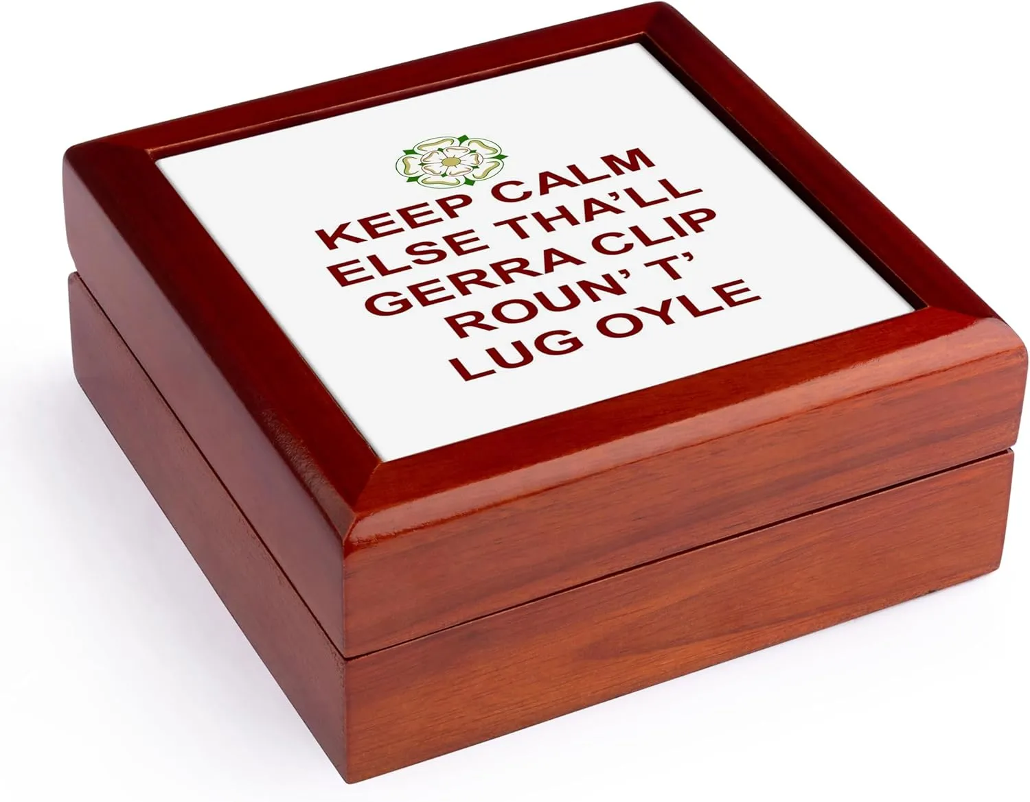 3dRose, Nah Then Mardy Bum Yorkshire Slang Moody Dog And Black Text, Jewelry Box 5.5x5.5 inch with 4 inch tile