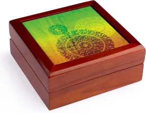 3dRose, Prosperity – Chakra Meditation Medallion – Orange Yellow Green, Jewelry Box 5.5x5.5 inch with 4 inch tile