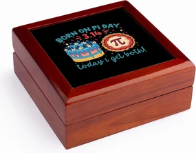 3dRose, Born on Pi Day, today I get both funny happy birthday gift for all, Jewelry Box 5.5x5.5 inch with 4 inch tile
