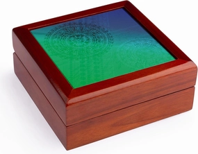 3dRose, Prosperity – Chakra Meditation Medallion – Green Blue Indigo, Jewelry Box 5.5x5.5 inch with 4 inch tile
