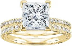 4 CT Princess Cut Colorless Moissanite Engagement Ring Set, Tacori Wedding/Bridal Sets, 925 Sterling Silver, Anniversary Ring Pave Set, for Women, 10K/14K/18K/22K Gold