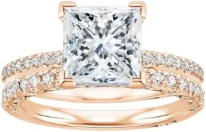 4 CT Princess Cut Colorless Moissanite Engagement Ring Set, Tacori Wedding/Bridal Sets, 925 Sterling Silver, Anniversary Ring Pave Set, Holiday Gift for Women, 10K/14K/18K/22K Gold