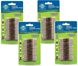 (4 Pack) Petsafe Busy Buddy Refill Ring Dog Treats For Select Busy Buddy Dog Toys, Natural Rawhide, Size B