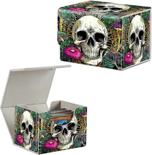 4.13x3.07x3.26 inch Card Deck Box Trading Cards Storage Box with Strong Magnet Premium Case Commander Deck Box Storage Cover for TCG CCG Magic Cards,Skull Colorful Mushrooms