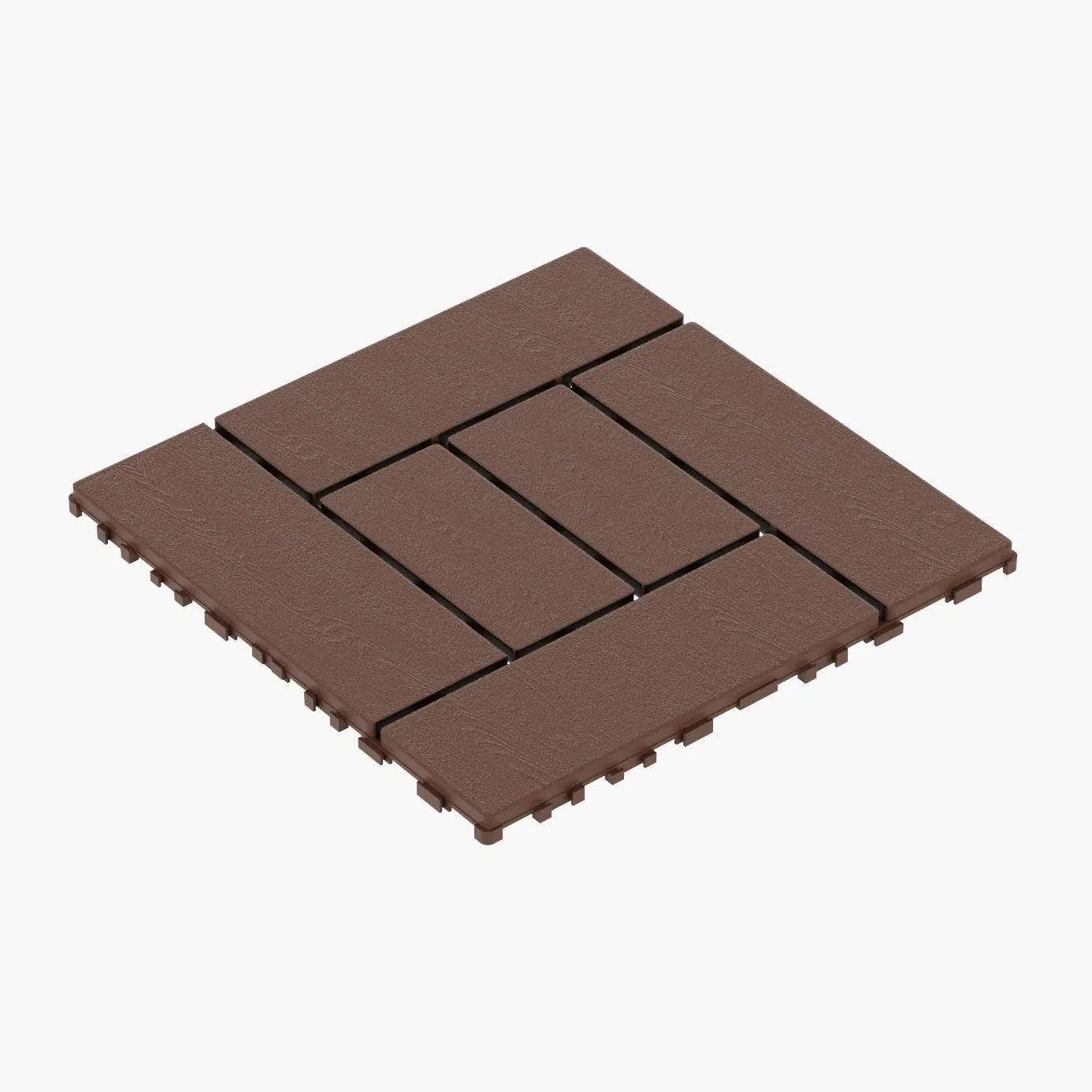 44 Pack Interlocking Deck Tiles, 12"x12"x0.8" Plastic Patio Flooring Outdoor Waterproof, All Weather Use for Balcony Porch Backyard Poolside（Brown,Checked）