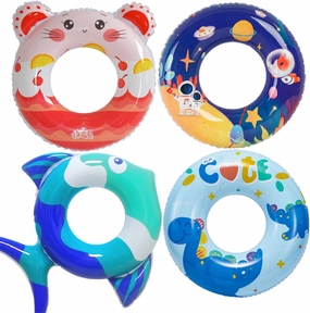 4 Pack of Little Girls Boys Inflatable Pool Float Cartoon Tube 23 inch Swimming Rings Summer Fun Beach Water Float Toys for 3-6 Years Kids Party Supplies