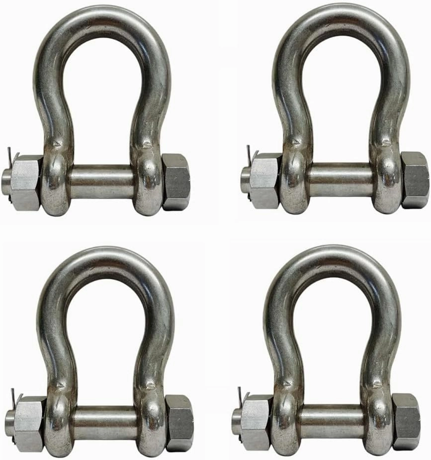 4 Pc Stainless Steel T316 Drop Forged 5/8" Bolt Pin Anchor Shackle 4000 Lb WLL