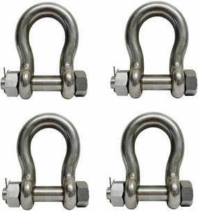 4 Pc Stainless Steel T316 Drop Forged 5/8" Bolt Pin Anchor Shackle 4000 Lb WLL