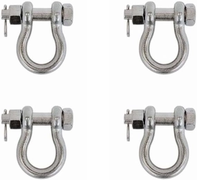 4 Pcs Marine 7/16" Bolt Pin Anchor Shackle 2,000 Lbs WLL Drop Forged Stainless Steel T316