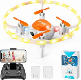4DV5 Mini Drone for Kids with 720P Camera,FPV Live Video,LED Lights RC Quadcopter for Beginners,Boys and Girls Toys Gifts, Waypoints, Altitude Hold, Circle Fly,3D Flips,2 Battery,Orange