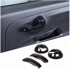 4PCS Inner Door Handles Cover Trim Compatible with Fiat 500/500 Abarth 2010-2024 Car Inner Door Handles Cover Protector Trim ABS Interior Decorative Cover Trim Sticker (Glossy Black)