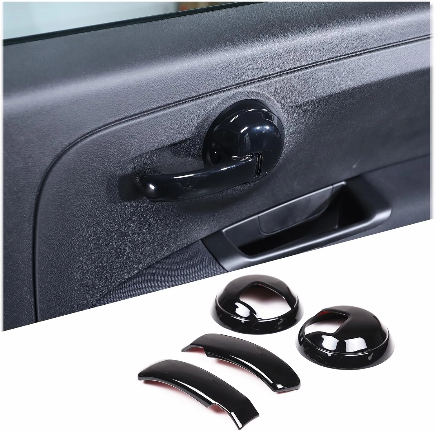 4PCS Inner Door Handles Cover Trim Compatible with Fiat 500/500 Abarth 2010-2024 Car Inner Door Handles Cover Protector Trim ABS Interior Decorative Cover Trim Sticker (Glossy Black)