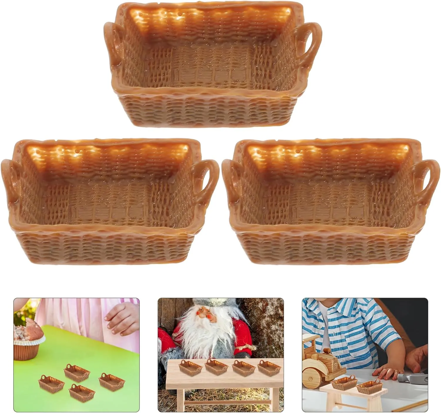 4sets 4pcs Scale Dollhouse Storage Baskets Resin Miniature Furniture Decor Cute Accessories for Fairy Garden Decor 4pcs*4