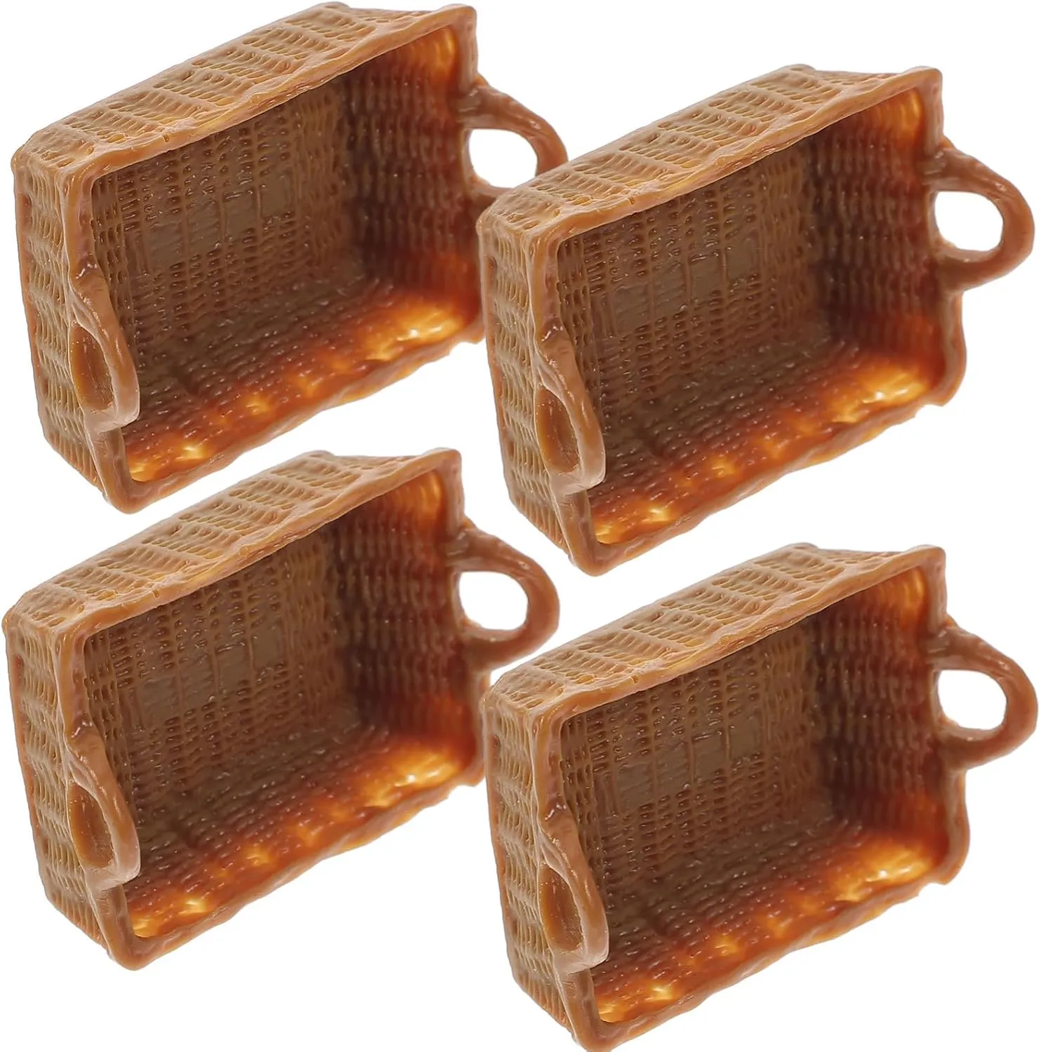 4sets 4pcs Scale Dollhouse Storage Baskets Resin Miniature Furniture Decor Cute Accessories for Fairy Garden Decor 4pcs*4