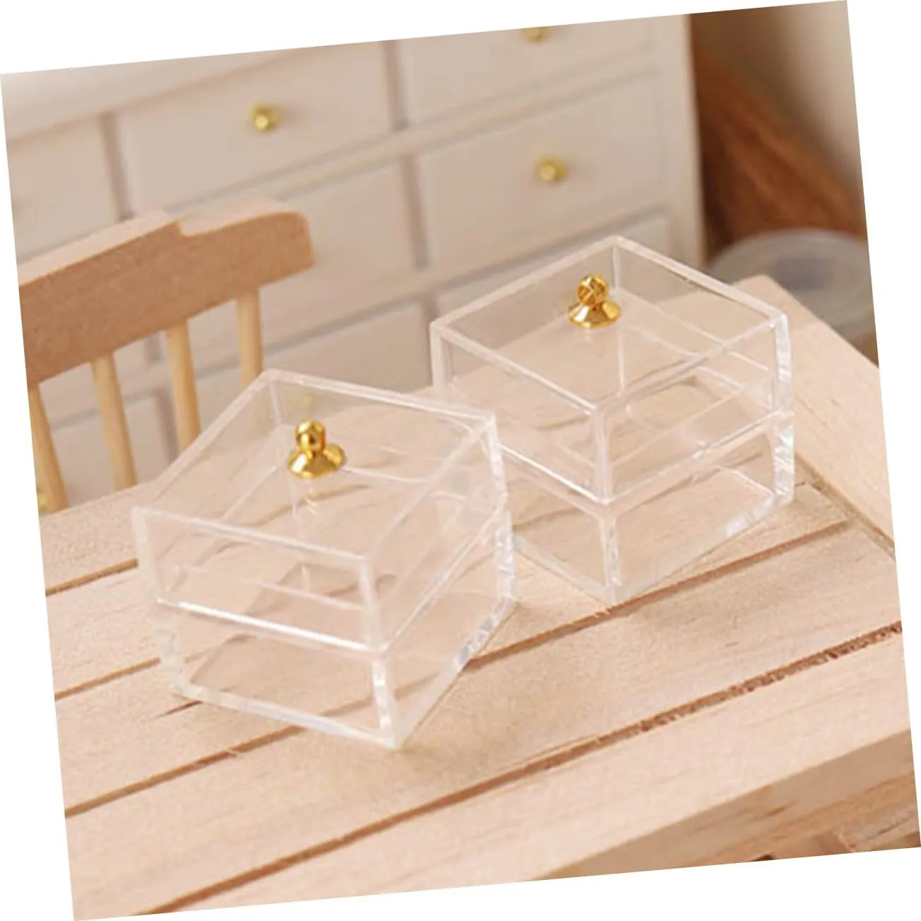 4sets Exquisite Mini Storage Boxes Plastic for Mini Doll House Decor Micro Landscape Decorative Accessories 5pcs*4
