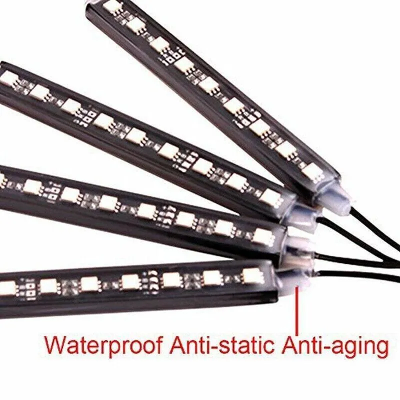 4X 12V 9Led Rgb Car Interior Led Strip Lights Wireless Remote Control Music  Au