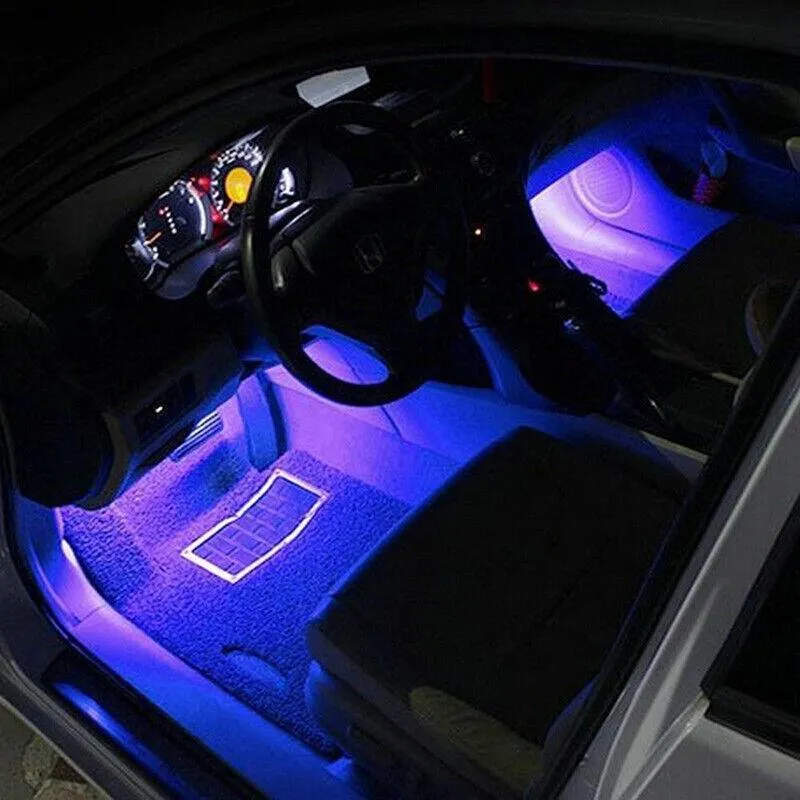 4X 12V 9Led Rgb Car Interior Led Strip Lights Wireless Remote Control Music  Au