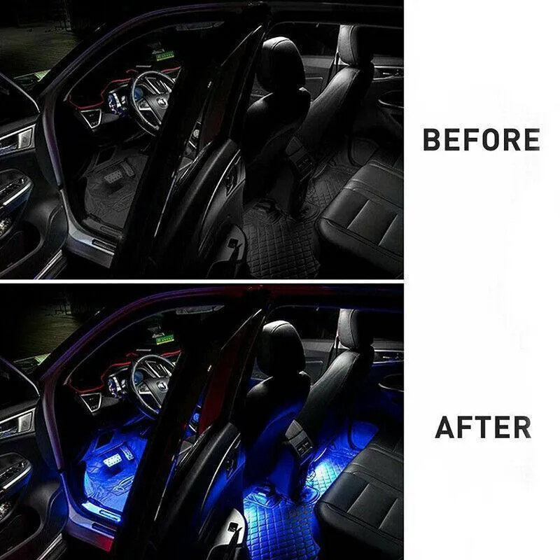 4X 12V 9Led Rgb Car Interior Led Strip Lights Wireless Remote Control Music  Au