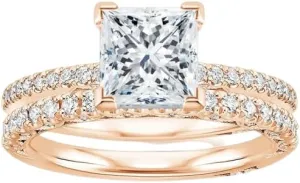 5 CT Princess Cut Colorless Moissanite Engagement Ring Set, Tacori Wedding/Bridal Sets, 925 Sterling Silver, Anniversary Ring Pave Set, for Women, 10K/14K/18K/22K Gold