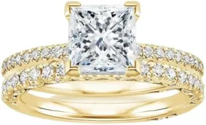 5 CT Princess Cut Colorless Moissanite Engagement Ring Set, Tacori Wedding/Bridal Sets, 925 Sterling Silver, Anniversary Ring Pave Set, Holiday Gift for Women, 10K/14K/18K/22K Gold