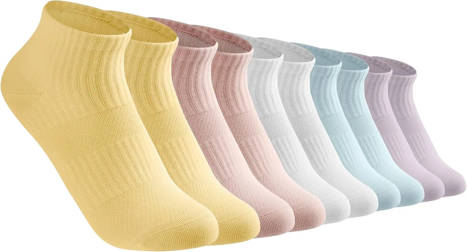 5 Pairs Soft Cotton Ankle Socks for Women with Aloe Vera Infused Moisturizing, Seamless Toe Design, Non-Slip Fit, Mesh Knit, Reinforced Heel for Running Hiking Daily & Casual Wear Size 6-10