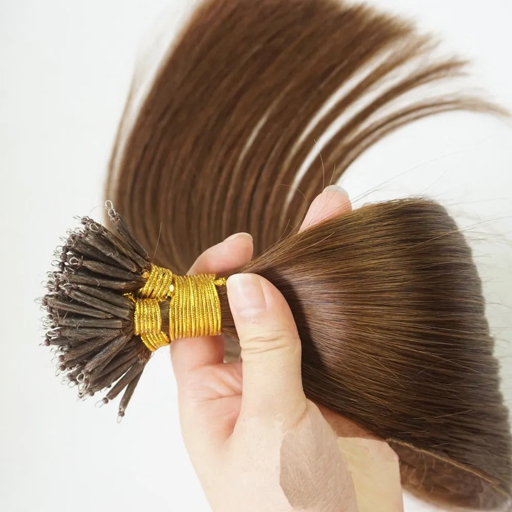 50 Strands Micro Nano Rings Hair Straight Double Drawn Remy Human Hair Extensions (22" 1.0g/s, 04 Chocolate Brown)