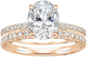 5.2 CT Oval Cut Colorless Moissanite Engagement Ring Set, Tacori Wedding/Bridal Sets, 925 Sterling Silver, Anniversary Ring Pave Set, for Women, 10K/14K/18K/22K Gold