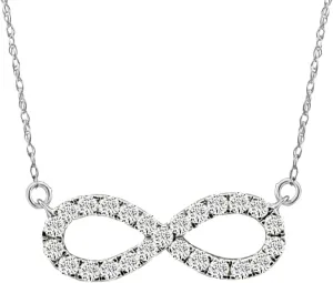 5/8Ct Diamond Infinity Pendant White or Yellow Gold Necklace 3/4" Wide