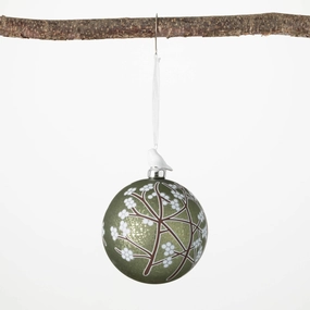 5"H Sullivans Green Blossom Ball Ornament, Multicolored Christmas Ornaments