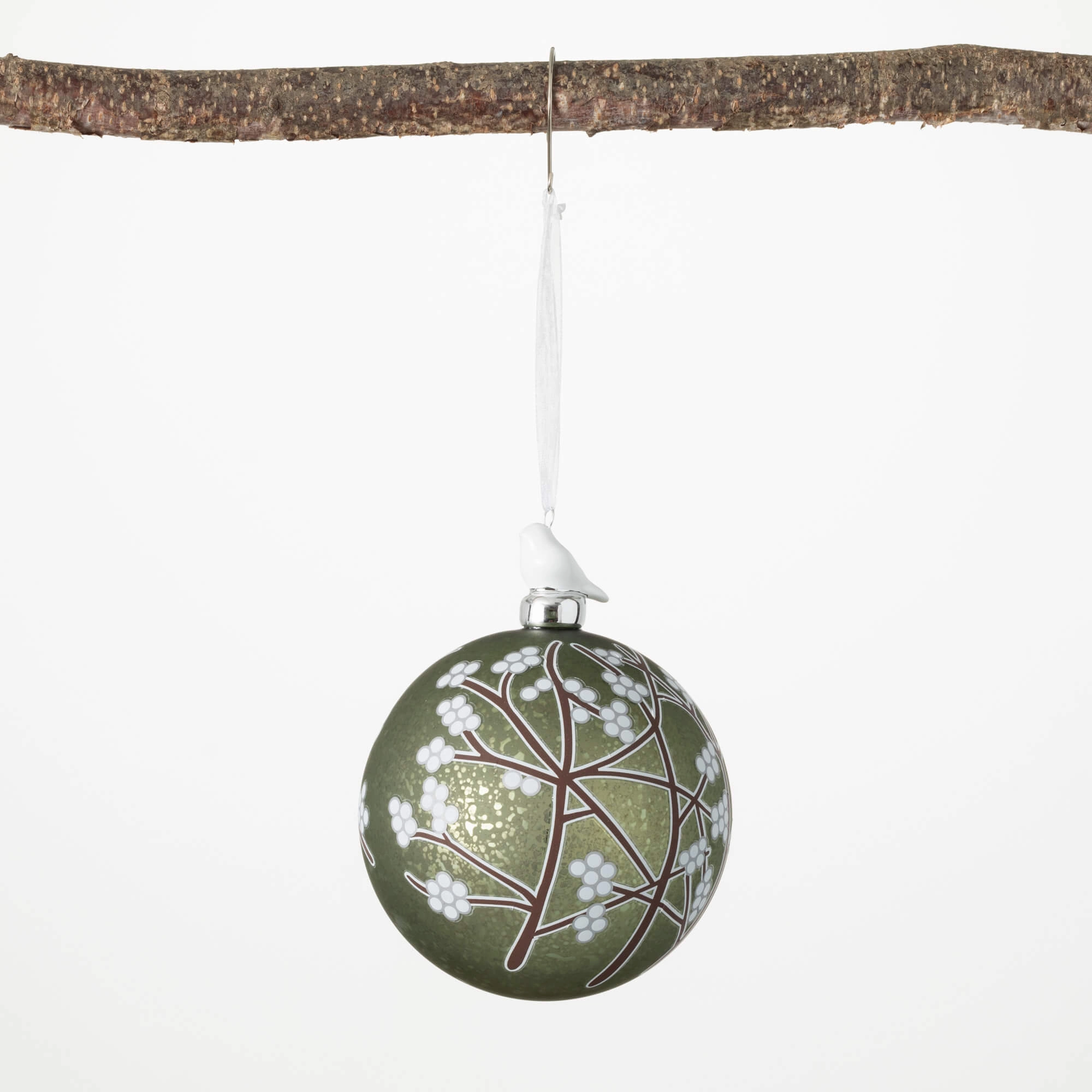 5"H Sullivans Green Blossom Ball Ornament, Multicolored Christmas Ornaments