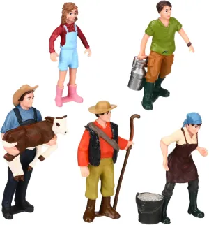 5Pcs Miniature Farm People Figures Layout Figurines for for Model Trains Dollhouses and Creative Decor