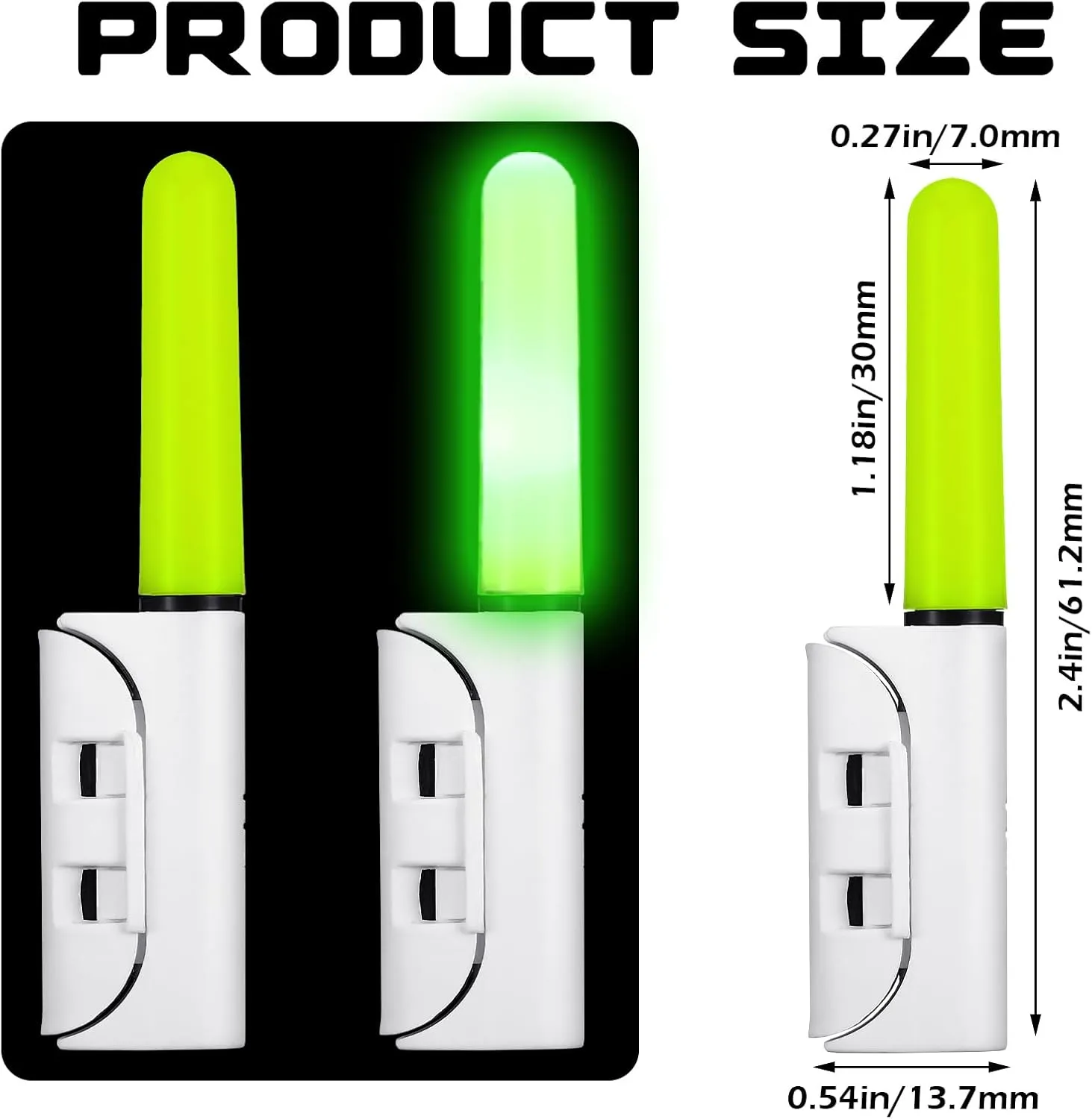 6 Pcs Fishing Glow Sticks LED Fishing Pole Light Night Fish Alert Glow Stick with 8 Pcs Rechargeable CR425 Battery and Battery Charger