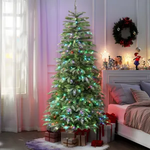 6ft Prelit Artificial Realistic Christmas Tree with Multi-Color RGB Lights and Remote