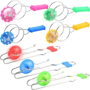 7 Packs Retro Light Up Gyro Wheels Set Includes 3 Pcs Classic Flashing Rail Twisters and 4 Pcs Vintage Magnetic Gyro Wheel for Kids and Adults, 2 Styles