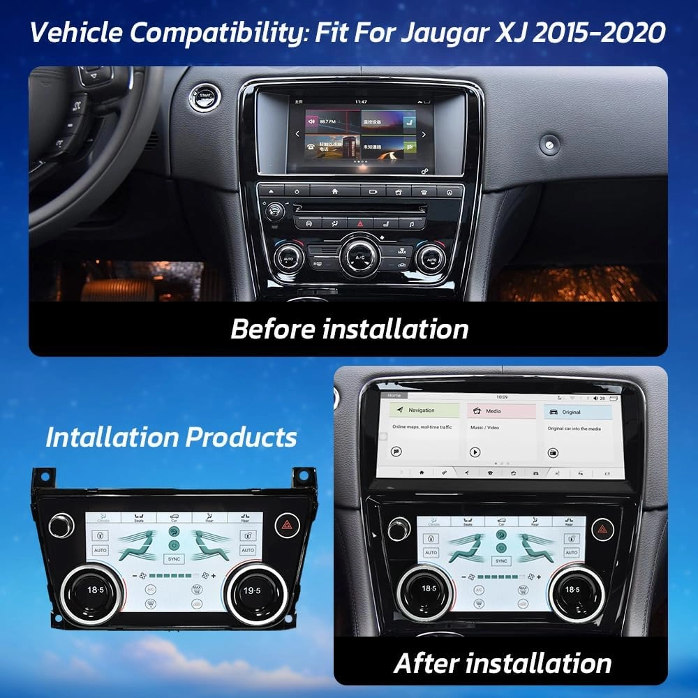 7 inch Touch Screen car Climate Control Replacement for 2009-2018 Jaguar XJ XJL Full Touch Screen HVAC ac Panel air Conditioning Screen Board (XJ Climate Control)