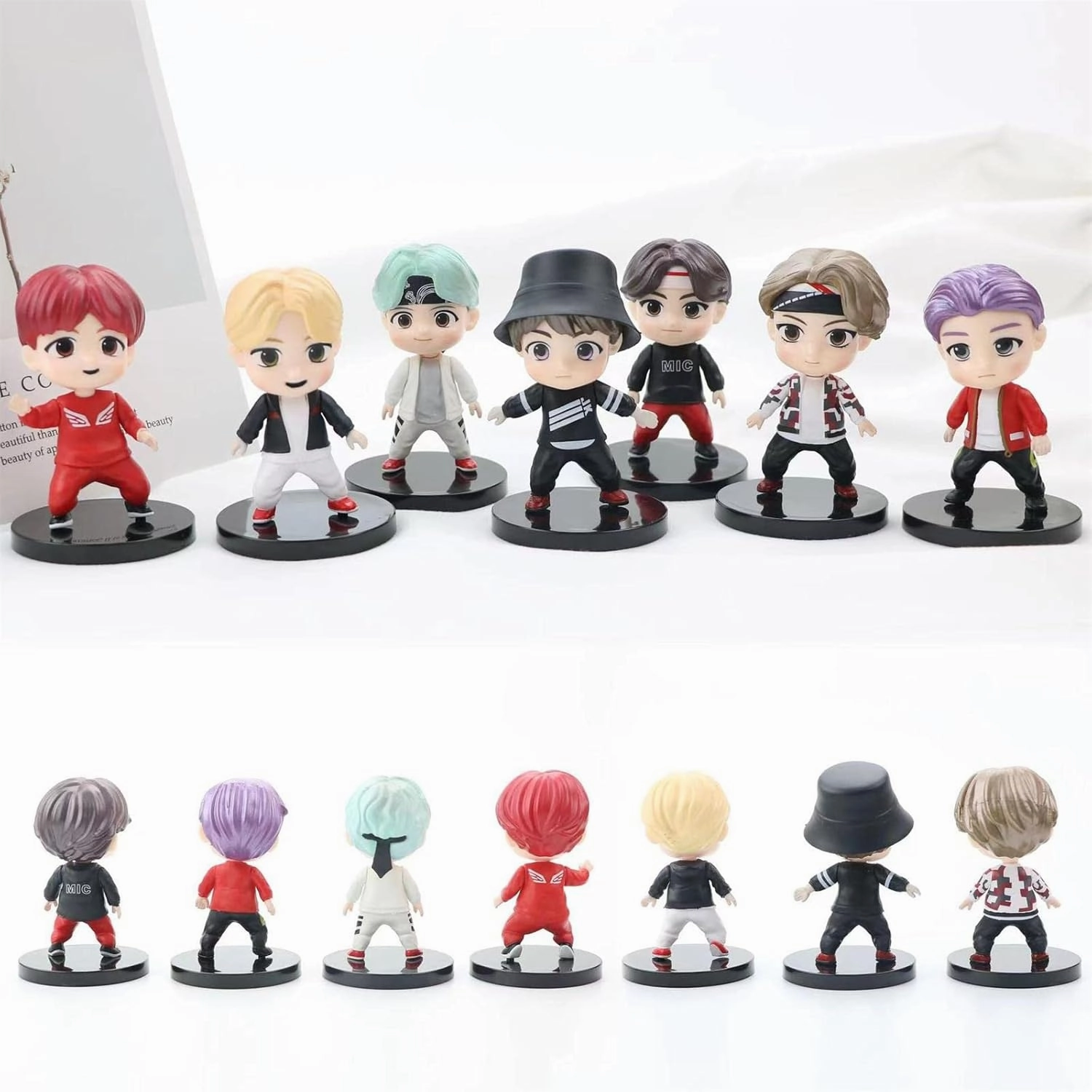7pcs BTS Cake Toppers Character Set of Action Figures Toys，BTS Mini Figurines Dolls Birthday Party Supplies Car Desktop BTS Birthday Decorations (C)